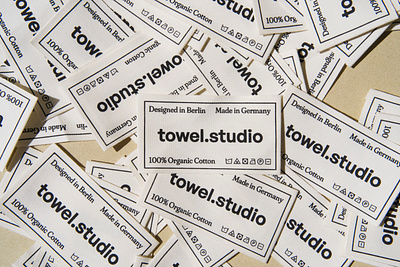 Screen printed label designs for towel.studio berlin black brand branding design fabric fashion german germany graphic design label logo minimalist packaging print printed product product design screenprint textile