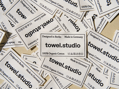 Screen printed label designs for towel.studio berlin black brand branding design fabric fashion german germany graphic design label logo minimalist packaging print printed product product design screenprint textile