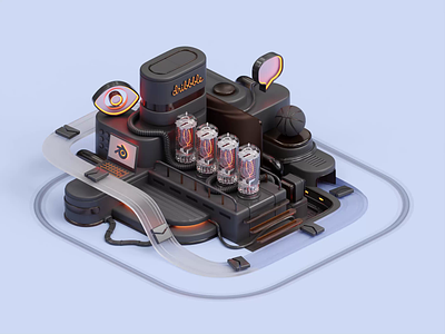 1000 subscribers 3d 3d animation 3d art 3dart animation app blender cinema3d conveyor dribbble factory frosted glass isometric like loop neon nixie set tube ui