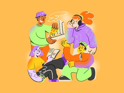 Bank hol moods character design character illustration colour palette digital illustration illustration linework