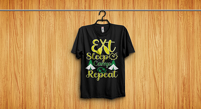 Eat Sleep Camp Repeat apparel art camping cloth creative design fashion massage mountain quote river bank shirt style text travel