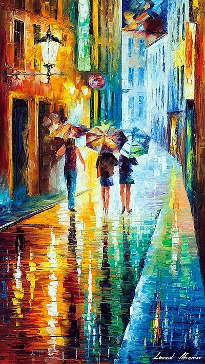 RAINY DAY IN THE CITY — oil painting on canvas leonidafremov