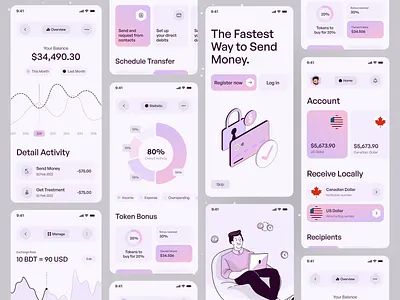 Money Management App UI app card clean design expense tracker finance app financial graph illustration ios app minimal mobile money money app money management money transfer ofspace statistic