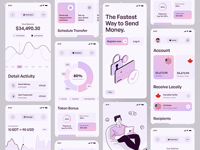 Money Management App UI app card clean design expense tracker finance app financial graph illustration ios app minimal mobile money money app money management money transfer ofspace statistic