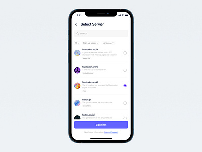 Mastodon - Select Server design select server ui ux web 3