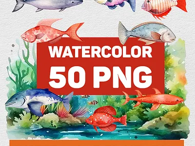 Watercolor fish bundles bundle clipart fish watercolor