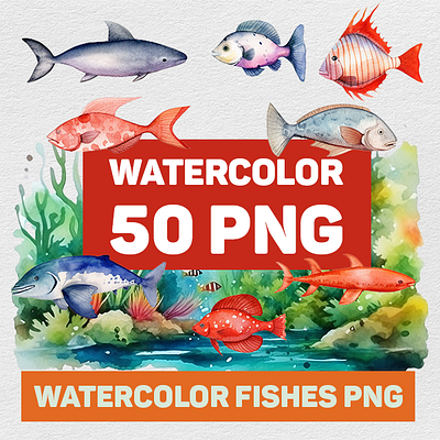 Watercolor fish bundles bundle clipart fish watercolor