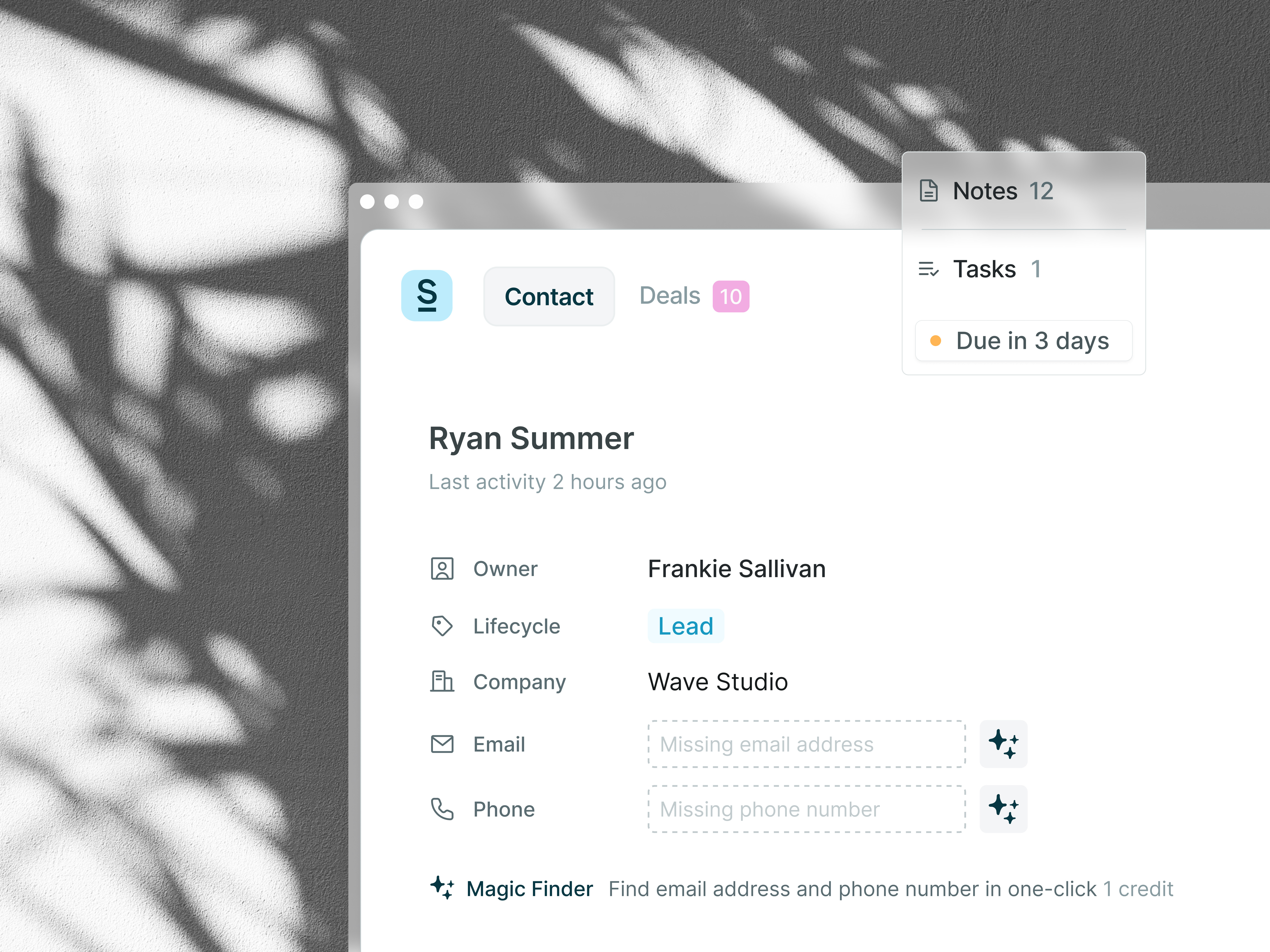 Example of Contact Overview  — SurfeSync 🌊