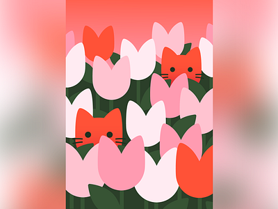 Tulip Field 🌷 cat cute flower field illustration pretty tulips
