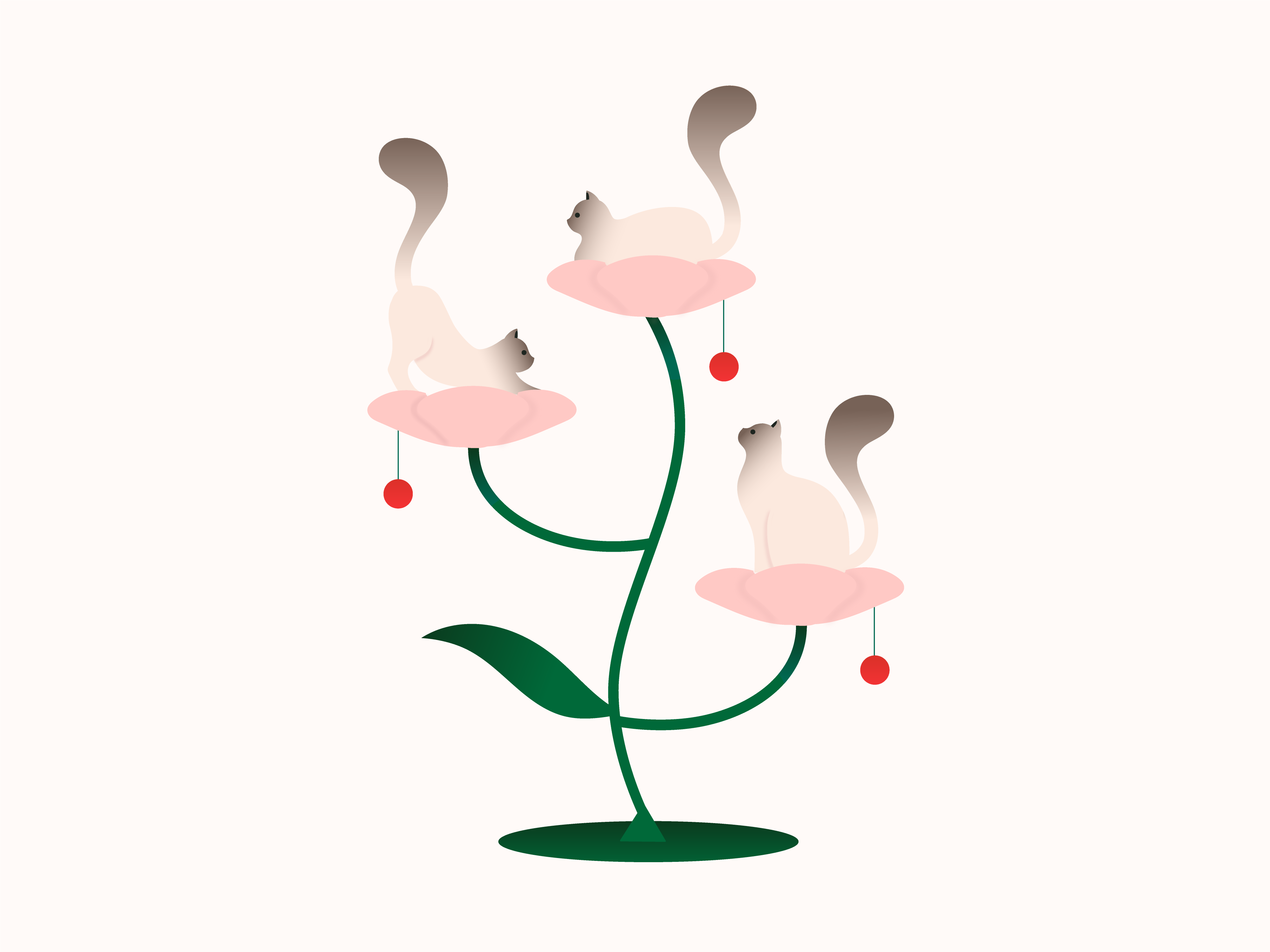 Flower Tower 🌼 burmese cat cat tower elegant illustration ragdoll seal point simplistic