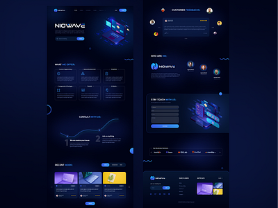 Niowave Tech Website app blog blue coding commerce design illustration it minimal modern services tech technology ui ux web