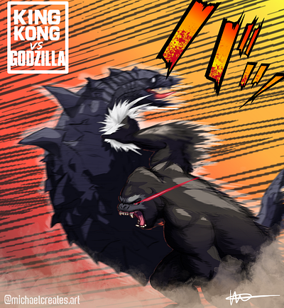 MC presents: KINGKONG VS. GODZILLA 2d abstract art character design design graphic design illustration