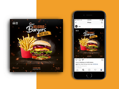 Delicious Burger Social Media Post branding design graphic design illustration logo typography vector