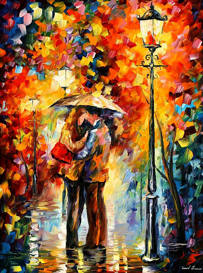 LOVELY KISS UNDER THE RAIN leonidafremov