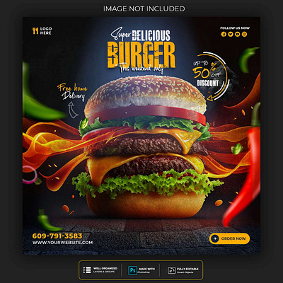 Super Burger Social Media Post branding design graphic design illustration logo typography vector