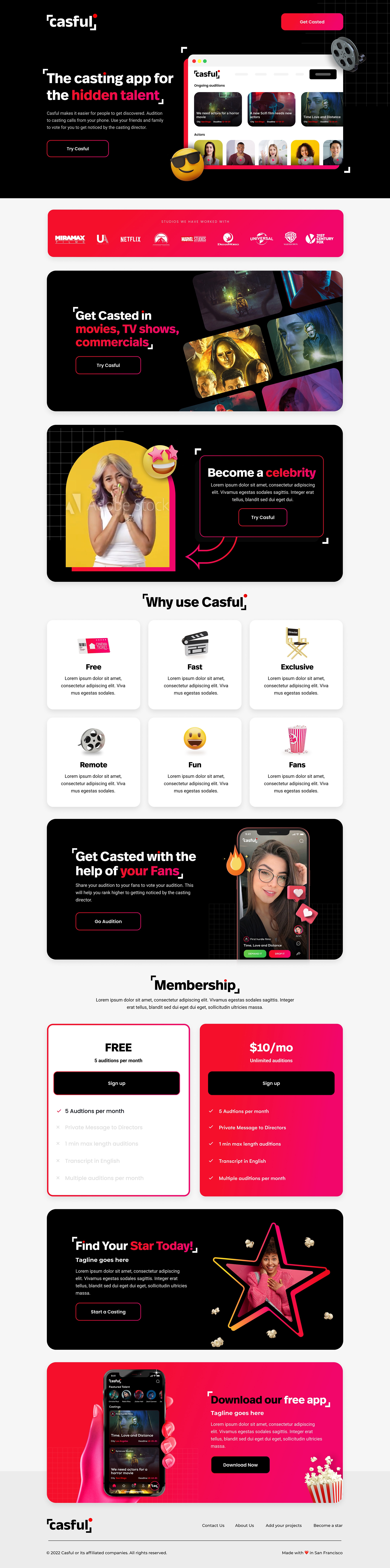 Casful Web Landing Page Design branding design landing page design logo product design ui ux webdesign