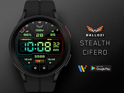 BALLOZI Stealth Cifero Watch Face for Wear OS app ballozi galaxywatch5 galaxywatch5pro playstore playstoreapp watchface wearable wearos