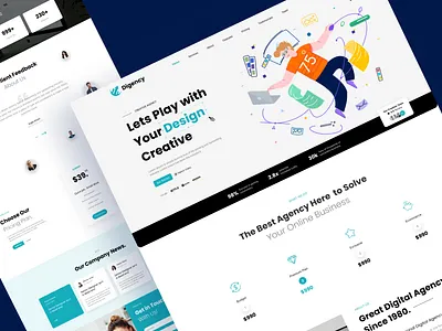 Digital Agency Landing Page Website about us agency animation company creative agency design digital agency header home page landing page marketing portfolio studio testimonial ui ui design uiux ux website websitedesign