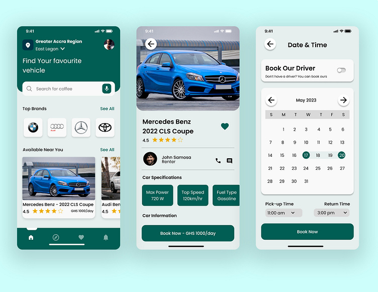 Car Rental User Interface Design by Benjamin Ablade on Dribbble