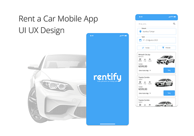 Rent a Car Mobile App UI UX Design app branding car design illustration logo mobile app rent a car rent app renting ui ui ux desing user experience user interface