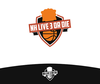 NH Live 3 Or Die ball basket basketball design graphic design logo shield team