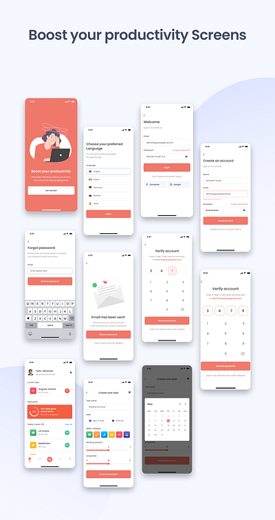 Boost your productivity Screens mobile ui ui