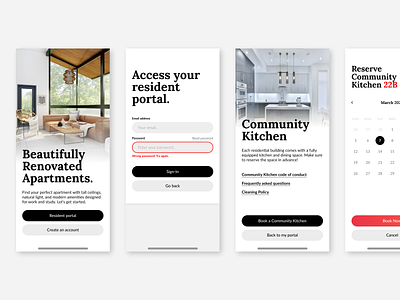 Residential Community App clean ui concept figma mobile app onboarding