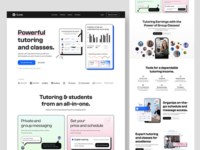 Online Tutoring Platform Website - Guide catd design home page homepage landing page learning minimal modern design online tutoring tutor platform uihut web web design web template webdesign webflow websie ui website website design