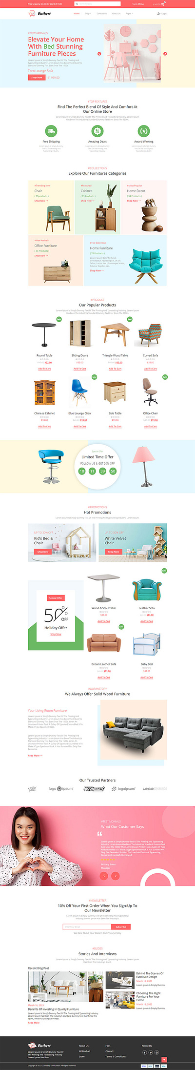 Cutbert - Furniture Store Elementor Template Kit branding design idea graphic design store ui ux website