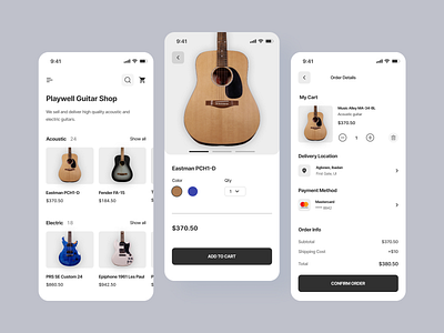Guitar Shop Mobile App mobile app mobile app design shop ui uiux