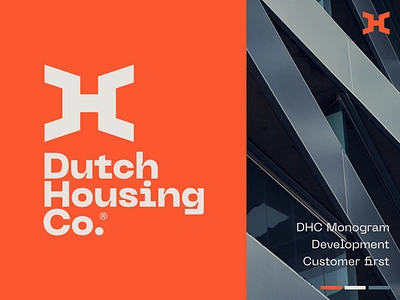 Dutch Housing Co. - Logo Design architecture brand identity design brand mark costumer creative logo develop development dutch gray home house housing letter mark lettering logo monogram netherlands orange service