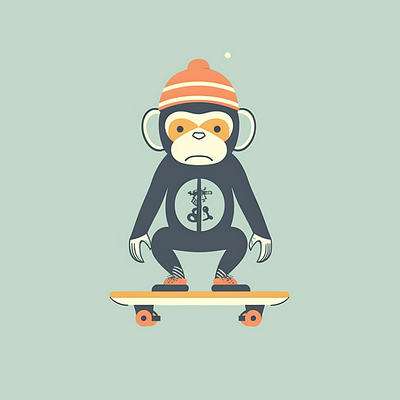 monkey skateboard animal brand branding company design elegant illustration logo vector