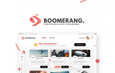 Boomerang - Personal Project - UX & UI Design art direction boomerang branding glassmorphism logo technology test ui ux