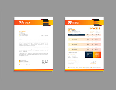 Business letterhead and Invoice design address banners billing company corporate design due flyer artwork footer graphic design information invoice letterhead logo morden payment print sale template total