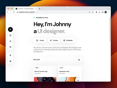 FeedFolio - Search blog cv designer desktop feed framer landing portfolio product designer resume ui ux web web design