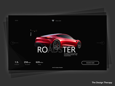 Tesla Roadster - Landing Screen animation branding car creativity dark ui design experience graphic design interaction interface tesla ui ux vector website