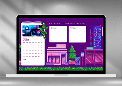 Pink Playful Pixel Art Organizer Desktop Wallpaper branding canva canvatemplate design design graphic v desktop graphic design logo wallpaper