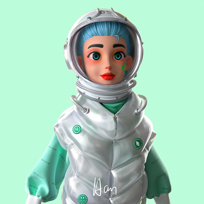 Space girl 3d crypto graphic design nft