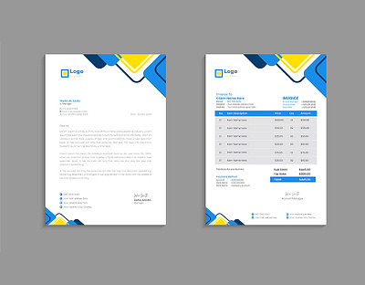 Abstract business letterhead and invoice template address billing branding business client company contact information due date flyer flyer design flyer template format invoice letterhead logo product professional services tax total