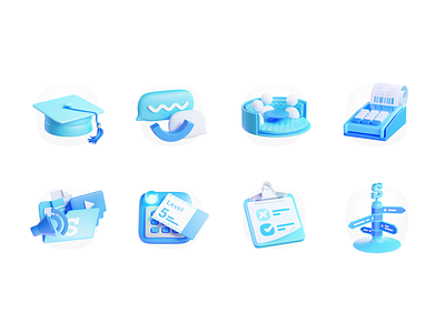 Community icons 3d access b3d blender chat checkout community courses icon level media pod poll quiz