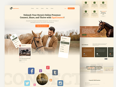 Landing Page For Horse Owners' Social Media Management Tool design home page homepage horse horse landing page landing landing page saas landing page social media tool uidesign uiux userinterface uxui web design web page web site webpage website