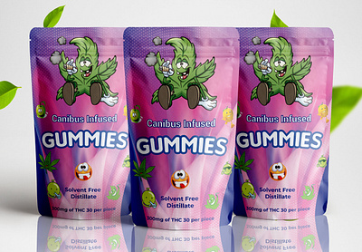 Cannabis Infused Gummies Pouch Design bagdesign bottle design branding cbd packaging design gummiesbag illustration labeldesign logo mylarbag packaging pouch pouchbag vector