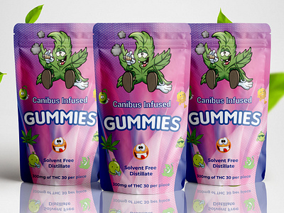 Cannabis Infused Gummies Pouch Design bagdesign bottle design branding cbd packaging design gummiesbag illustration labeldesign logo mylarbag packaging pouch pouchbag vector