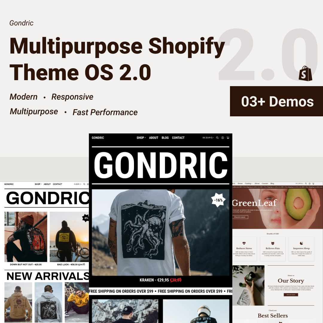 Gondric - Shopify E-commerce Theme branding design e commerce e commerce store graphic design online store online website shop shopify shopify 2.0 shopify template shopify theme store uiux web design website