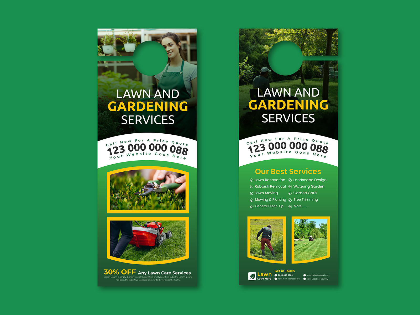 Lawn and gardening door hanger design template agriculture door hanger design frame garden garden care gardene graphic design greenhouse landscape landscape design lawn lawn and garden lawn care lawn maintenance lawn service door hanger maintenance mower nature plant care rubbish removal