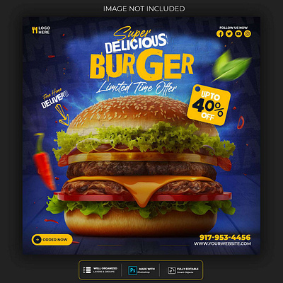 Burger Social Media Post branding design graphic design illustration logo typography vector