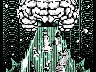 CoLens T shirt alien brain chess chess piece design graphic design grunge halftone illustration logo logo design matrix space space invaders spaceship t shirt t shirt design