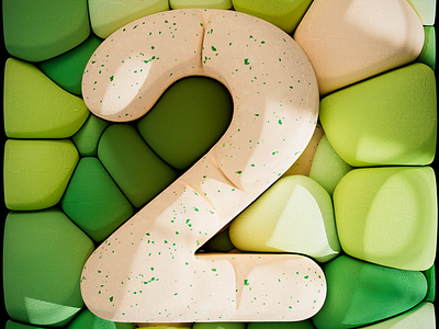 2 for 36Daysoftype 36daysoftype 3d 3dtype c4d cgi cinema4d design graphic design illustration numbers render two