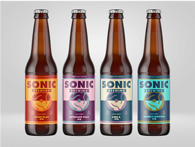 Sonic Brewing Labels beer bottle label brewery graphic design labels packaging record