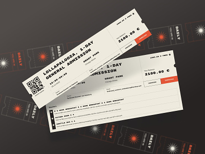 Event Management App - Ticket Design balance design bandles download document event info event ticket label and descritpion minimalism card qr code example ticket bundles ticket design ticket info ticket ui typography style vintage design vouchers list your balance